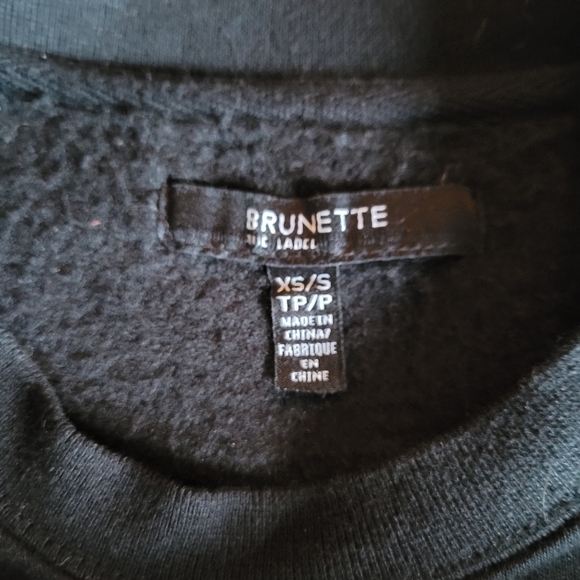 Brunette The Label No Champagne No Gain Core Crew in Gold Glitter XS/S - Picture 8 of 10